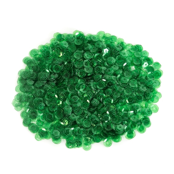 SEQUINS - CIRCLE 04 RELIEF - TRANSPARENT - 7mm GREEN 109 - PACKAGE 250g Hole-1.0mm