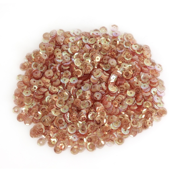 SEQUINS - CIRCLE 04 RELIEF - TRANSPARENT АВ - 7mm ORANGE (DARK) 089 - PACKAGE 250g Hole-1.0mm