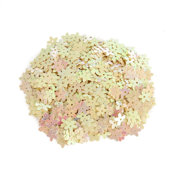 SEQUINS - FLOWER 01 FLAT - OPAQUE АВ - 10mm ECRU 145 - PACKAGE 250g Hole-1.0mm