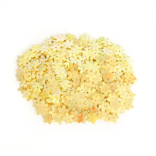 SEQUINS - FLOWER 01 FLAT - OPAQUE АВ - 10mm YELLOW 146 - PACKAGE 250g Hole-1.0mm