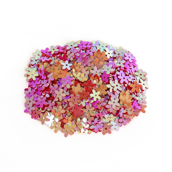 SEQUINS - FLOWER 01 FLAT - OPAQUE АВ - 10mm RED 147 - PACKAGE 250g Hole-1.0mm