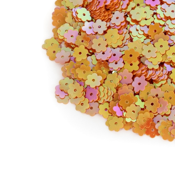 SEQUINS - FLOWER 02 FLAT - OPAQUE АВ - 7mm ORANGE 141 - 20g Hole-1.0mm