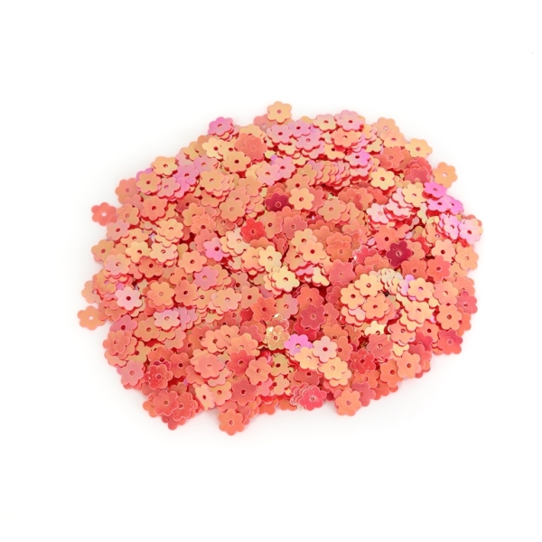 SEQUINS - FLOWER 02 FLAT - OPAQUE АВ - 7mm PINK ELECTRICAL 144 - PACKAGE 250g Hole-1.0mm