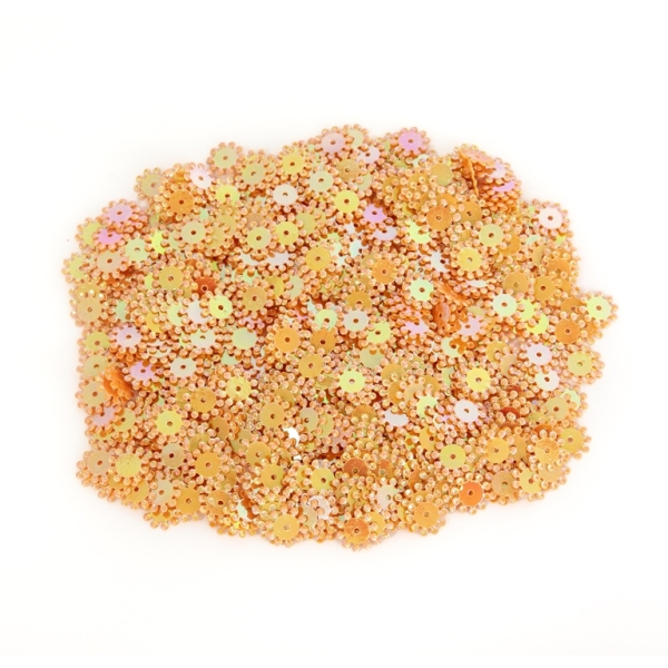 SEQUINS - FLOWER 03 RELIEF - OPAQUE АВ - 8mm ORANGE 141 - PACKAGE 250g Hole-1.0mm