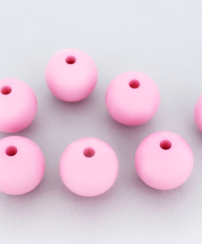 OPAQUE PLASTIC BEADS - BALL - 18mm PINK С02 - PACKAGE 500g Hole-3.5mm (163pcs.)