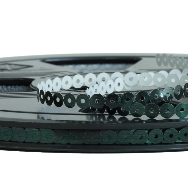 SEQUIN RIBBON - CIRCLE 01 FLAT - METALLIC - 5mm GREEN MILITARY (DARK) 060 - ROLL 70meters Hole-1.0mm