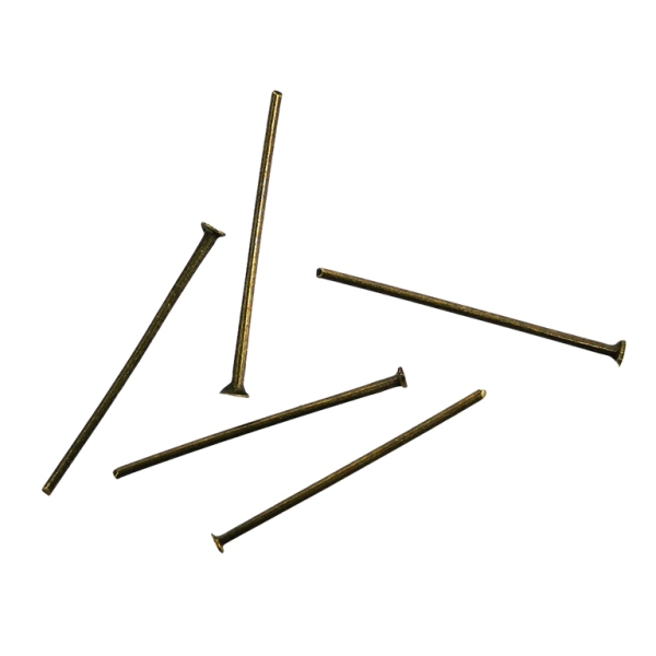 METAL ELEMENTS - T HEAD PINS - 16x0.6mm ANTIQUE BRONZE - 50g (1300pcs.)