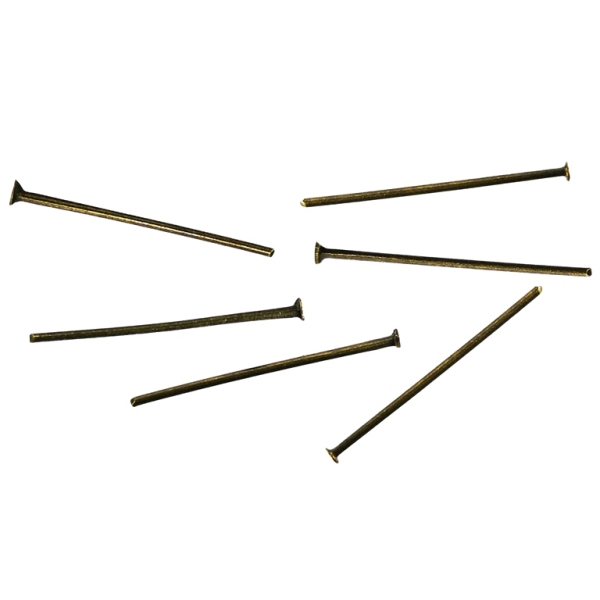 METAL ELEMENTS - T HEAD PINS - 18x0.8mm ANTIQUE BRONZE - 50g (630pcs.)