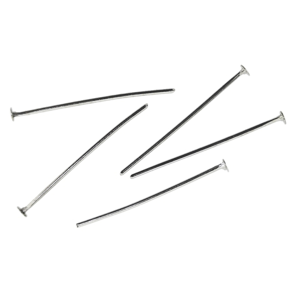 METAL ELEMENTS - T HEAD PINS - 20x0.6mm NICKEL COLOR - 50g (1000pcs.)