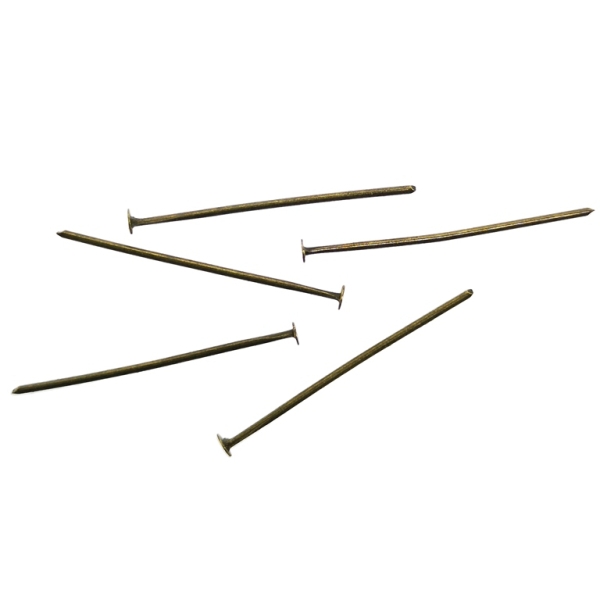 METAL ELEMENTS - T HEAD PINS - 20x0.6mm ANTIQUE BRONZE - 50g (1010pcs.)