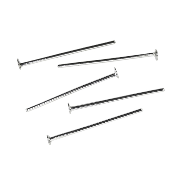 METAL ELEMENTS - T HEAD PINS - 20x0.8mm NICKEL COLOR - 50g (550pcs.)