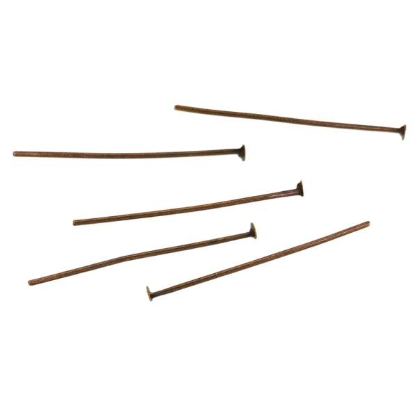 METAL ELEMENTS - T HEAD PINS - 30x0.8mm ANTIQUE BRASS - 50g (365pcs.)