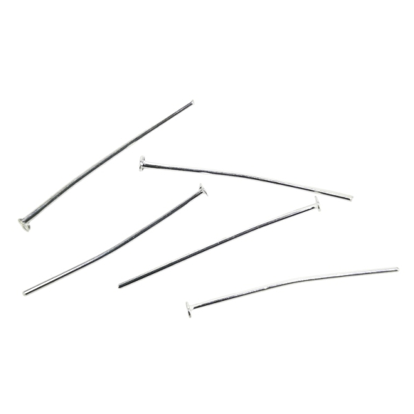 METAL ELEMENTS - T HEAD PINS - 30x0.8mm NICKEL COLOR - 50g (390pcs.)