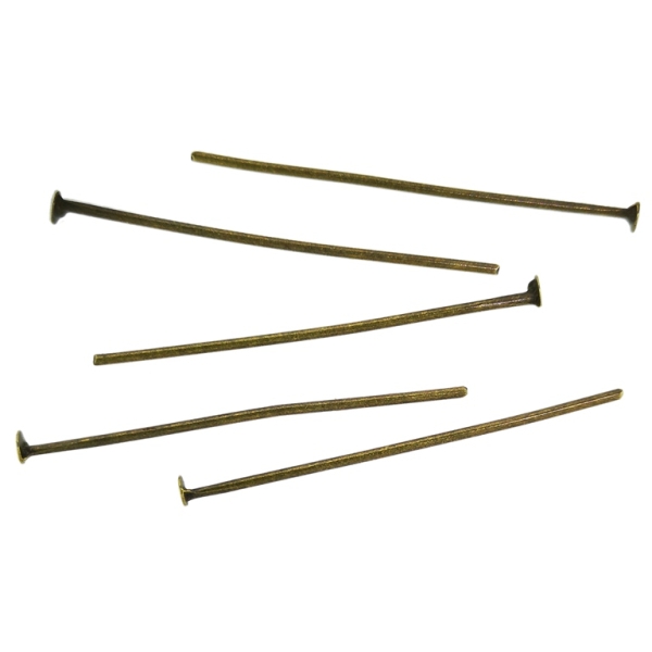 METAL ELEMENTS - T HEAD PINS - 30x0.8mm ANTIQUE BRONZE - 50g (405pcs.)