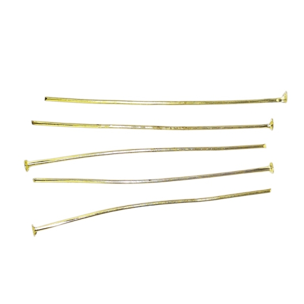 METAL ELEMENTS - T HEAD PINS - 50x0.8mm GOLD COLOR - NICKEL FREE - 50g (245pcs.)