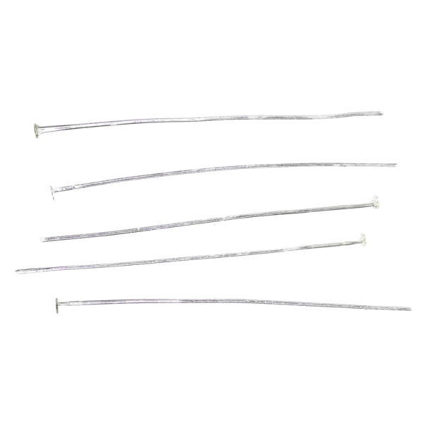 METAL ELEMENTS - T HEAD PINS - BRASS - 50x0.5mm NICKEL COLOR -  250g (2920pcs.)