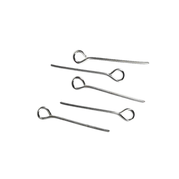 METAL ELEMENTS - EYE HEAD PINS - 16x0.6mm NICKEL COLOR - 50g Hole-2.0mm (1030pcs.)