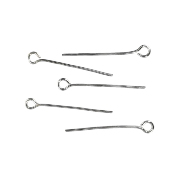 METAL ELEMENTS - EYE HEAD PINS - 20x0.7mm NICKEL COLOR - 50g Hole-2.0mm (590pcs.)