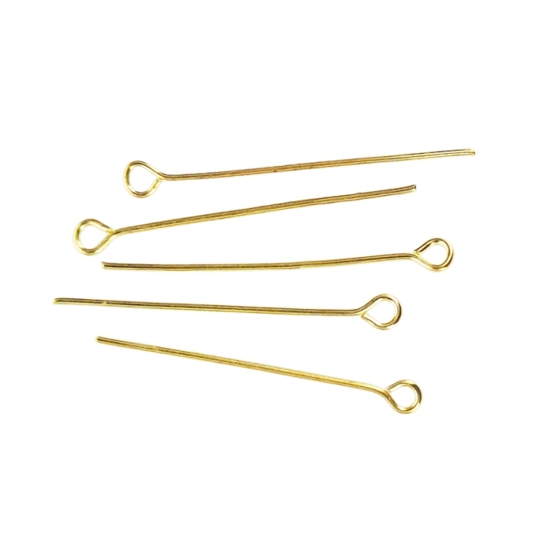 METAL ELEMENTS - EYE HEAD PINS - 30x0.7mm GOLD COLOR - 50g Hole-2.0mm (420pcs.)