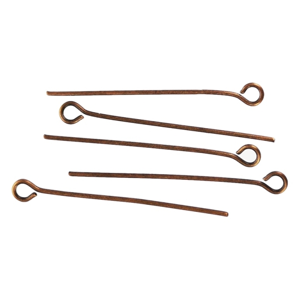 METAL ELEMENTS - EYE HEAD PINS - 30x0.7mm ANTIQUE BRASS - 50g Hole-2.0mm (415pcs.)