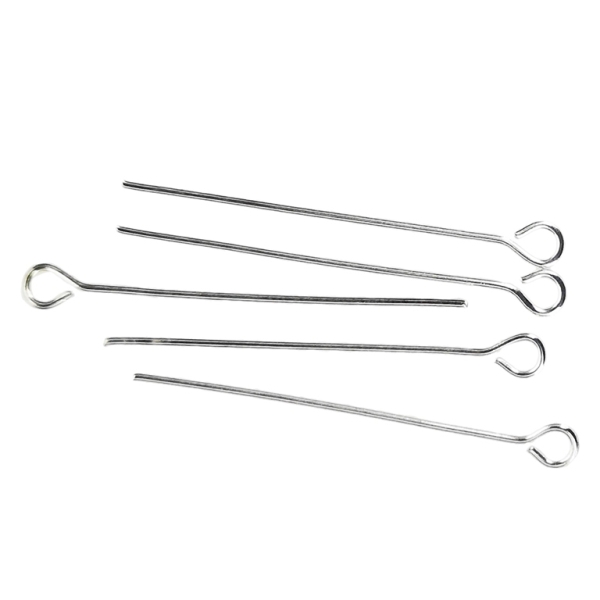 METAL ELEMENTS - EYE HEAD PINS - 30x0.7mm NICKEL COLOR - 50g Hole-2.0mm (440pcs.)