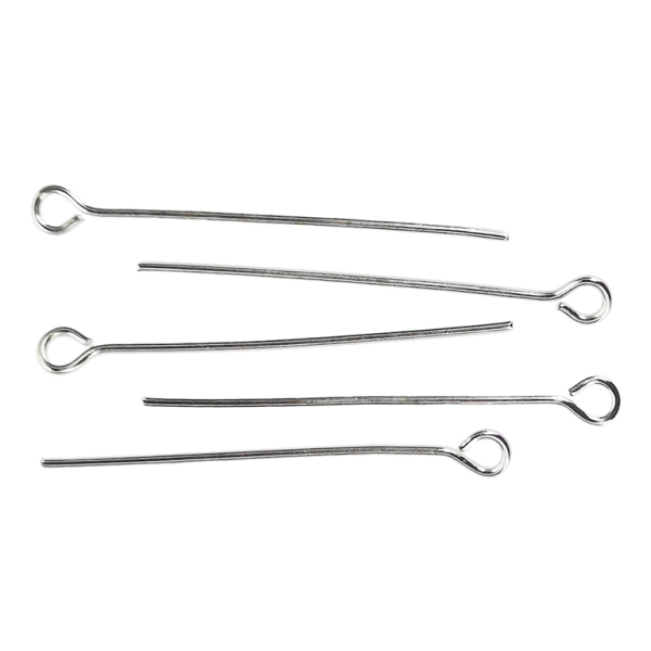 METAL ELEMENTS - EYE HEAD PINS - 30x0.7mm SILVER COLOR - 50g Hole-2.0mm (440pcs.)