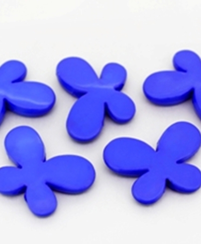 OPAQUE PLASTIC BEADS - BUTTERFLY 01 - SMOOTH - 21x29x6mm BLUE (DARK) С33 - PACKAGE 500g Hole-3.0mm (250pcs.)