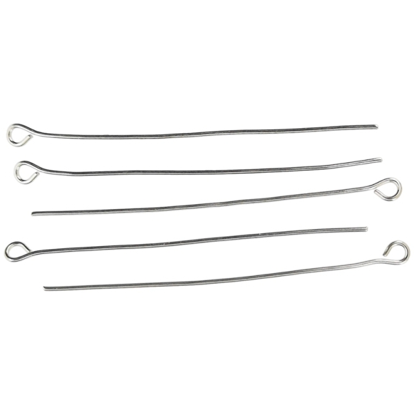 METAL ELEMENTS - EYE HEAD PINS - 50x0.7mm NICKEL COLOR - 50g Hole-2.0mm (275pcs.)