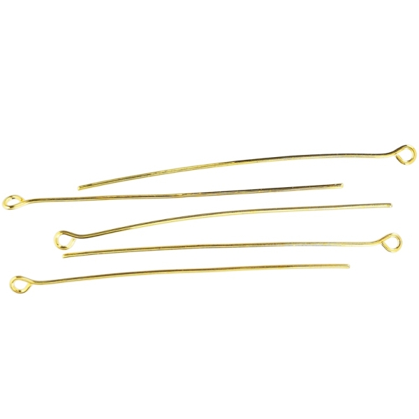 METAL ELEMENTS - EYE HEAD PINS - 55x0.8mm GOLD COLOR - 500g Hole-2.0mm (2280pcs.)