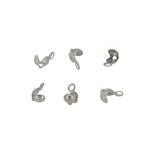 METAL ELEMENTS - CLAMSHELL BEAD TIP DOUBLE CLOSED LOOPS - М2 - 4x8mm-2.4mm NICKEL COLOR (MATTE) - PACKAGE 2000pcs. Hole-1.5mm