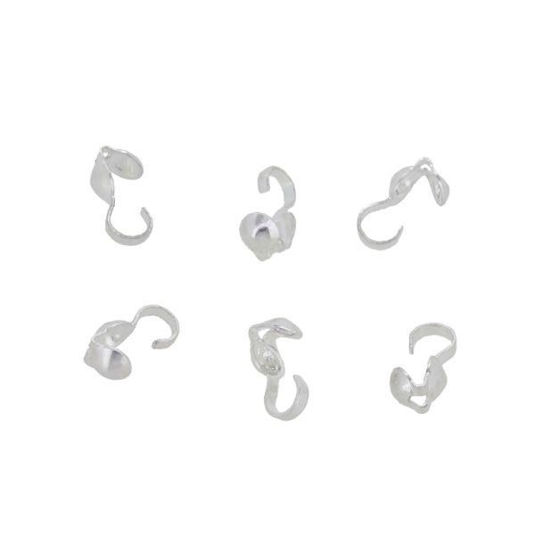 METAL ELEMENTS - CLAMSHELL BEAD TIP DOUBLE CLOSED LOOPS - М3 - 4x8mm-2.7mm SILVER (MATTE) - PACKAGE 2000pcs. Hole-3.0mm