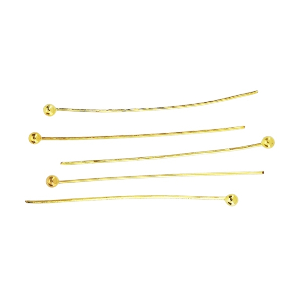 METAL ELEMENTS - BALL HEAD PINS - BRASS - 30x0.5mm GOLD COLOR - 100pcs.