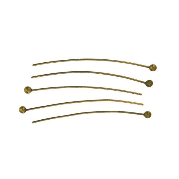 METAL ELEMENTS - BALL HEAD PINS - BRASS - 30x0.5mm ANTIQUE BRONZE - 100pcs.