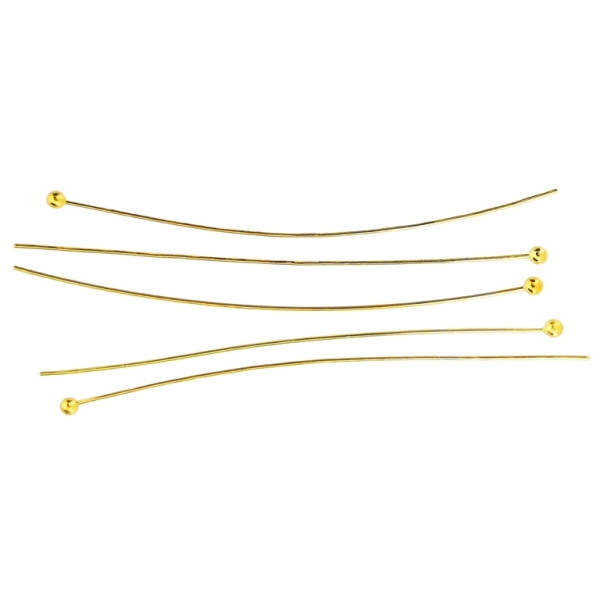 METAL ELEMENTS - BALL HEAD PINS - BRASS - 50x0.5mm GOLD COLOR - NICKEL FREE - 100pcs.