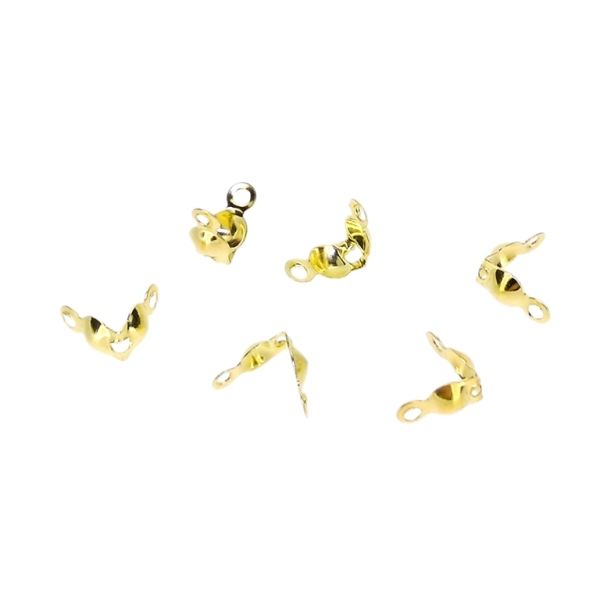 METAL ELEMENTS - CLAMSHELL BEAD TIP DOUBLE CLOSED LOOPS - 4x8mm GOLD COLOR - NICKEL FREE - 200pcs. Hole-1.2mm