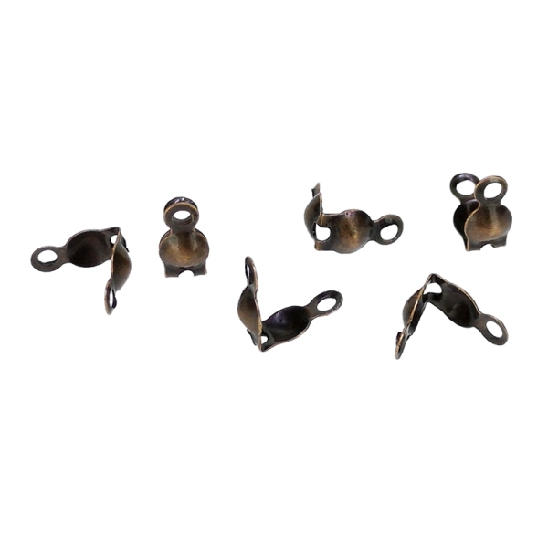 METAL ELEMENTS - CLAMSHELL BEAD TIP DOUBLE CLOSED LOOPS - 4x8mm ANTIQUE BRASS - NICKEL FREE - 200pcs. Hole-1.2mm