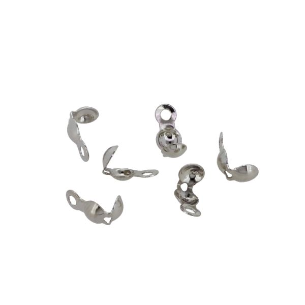 METAL ELEMENTS - CLAMSHELL BEAD TIP DOUBLE CLOSED LOOPS - М2 - 4x8mm-2.7mm NICKEL COLOR - PACKAGE 2000pcs. Hole-1.2mm