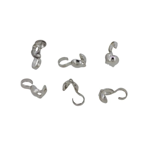 METAL ELEMENTS - CLAMSHELL BEAD TIP DOUBLE CLOSED LOOPS - М3 - 4x8mm-2.4mm NICKEL COLOR - PACKAGE 2000pcs. Hole-3.0mm
