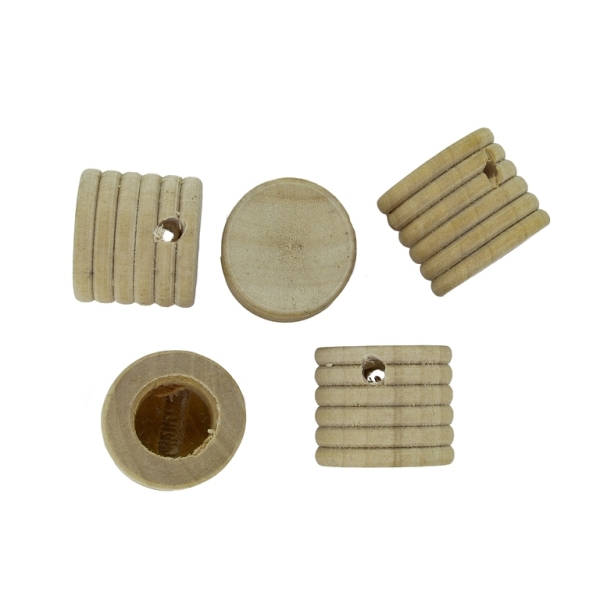 WOODEN BEADS - THREADED CAP 01 - 20x18mm NATURAL - 10pcs. Hole-12.0mm