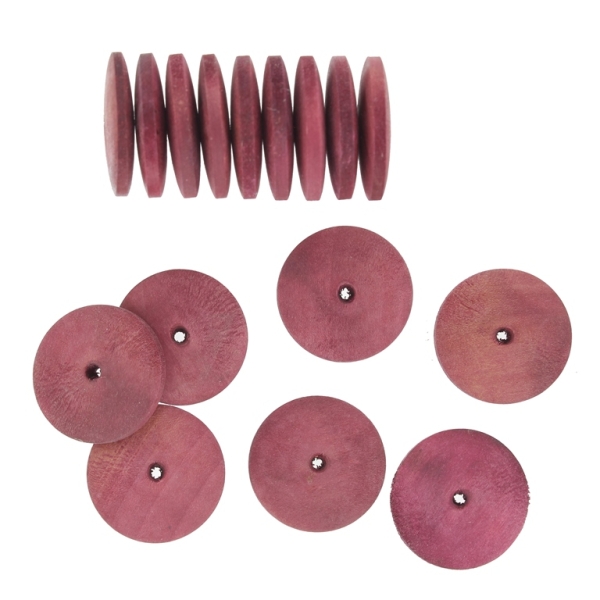 WOODEN BEADS - DONUT SHAPED - 20x4mm BORDEAUX (LIGHT) - 50g (72pcs.) Hole-2.0mm