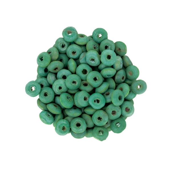 WOODEN BEADS - DONUT SHAPED 01 - 8x4mm GREEN (MATTE) - PACKAGE 500g (6650pcs.) Hole-3.0mm