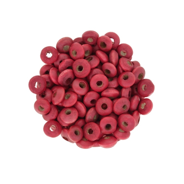 WOODEN BEADS - DONUT SHAPED 01 - 8x4mm RED (MATTE) А23 - 50g (665pcs.) Hole-3.0mm