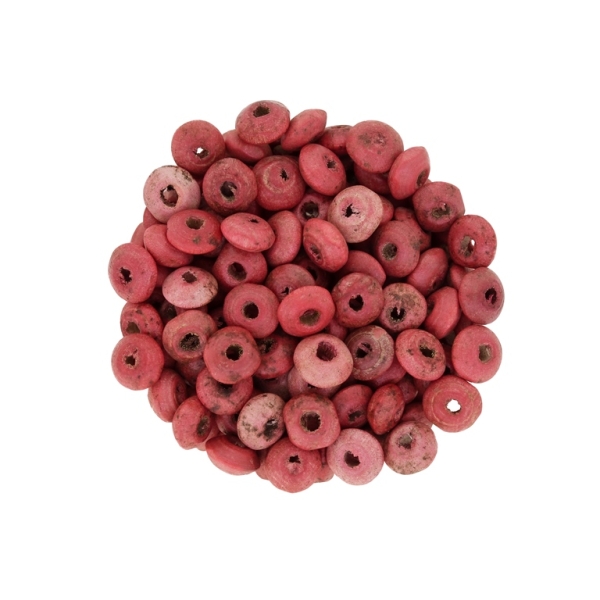 WOODEN BEADS - DONUT SHAPED 01 - 8x4mm РОЗОВО (MATTE) MIX  - 50g (665pcs.) Hole-3.0mm