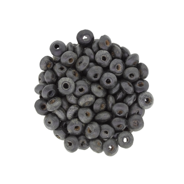 WOODEN BEADS - DONUT SHAPED 01 - 8x4mm BLACK (MATTE) A21 - 50g (665pcs.) Hole-3.0mm