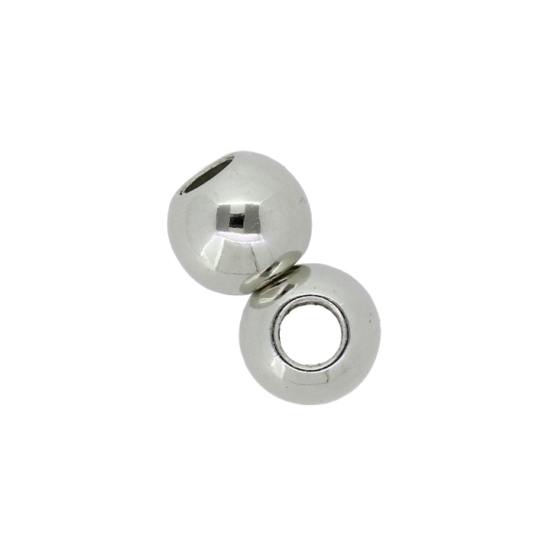 METAL PLATED PLASTIC / CCB BEADS - BALL - 12х14mm NICKEL (LIGHT) - 50g (47pcs.) Hole-6.0mm