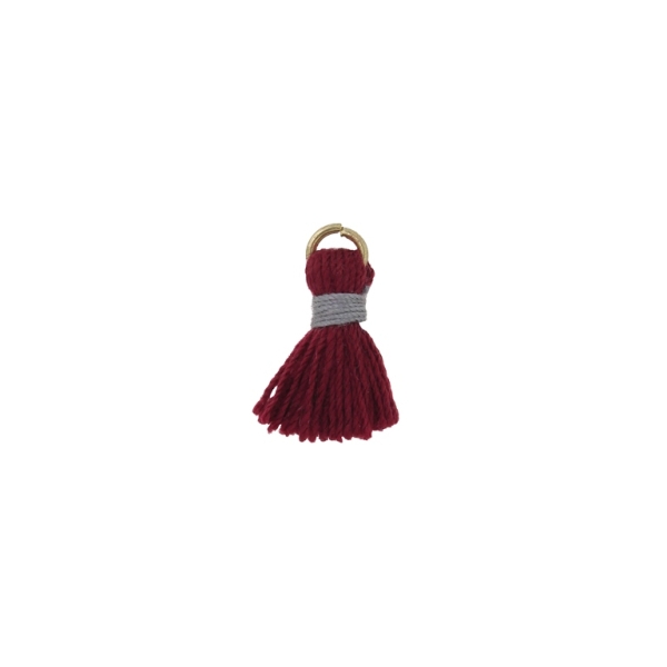 TEXTILE BEADS - TASSEL COTTON - 1.5cm BORDEAUX 266 - PACKAGE 100pcs.