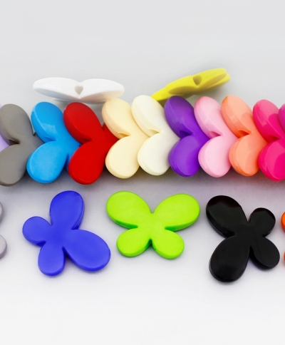 OPAQUE PLASTIC BEADS - BUTTERFLY 01 - SMOOTH - 21x29x6mm MIX - PACKAGE 500g Hole-3.0mm (250pcs.)