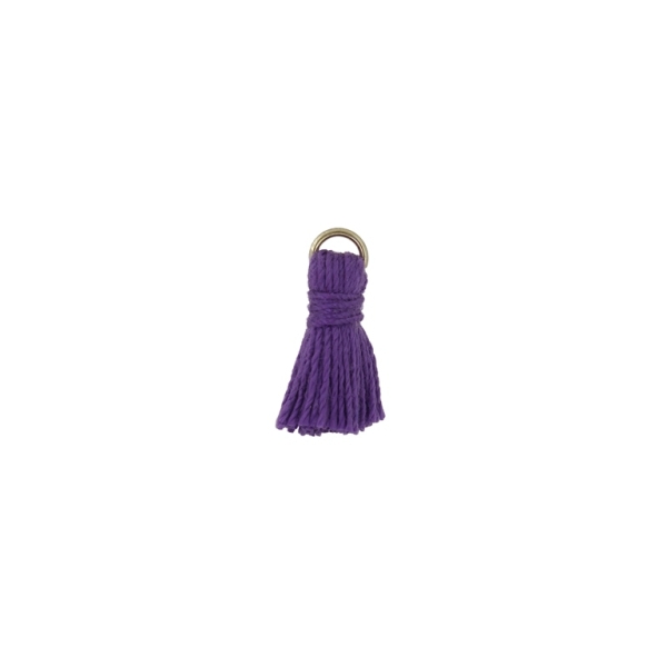 TEXTILE BEADS - TASSEL COTTON - 1.5cm PURPLE (DARK) 251 - PACKAGE 100pcs.