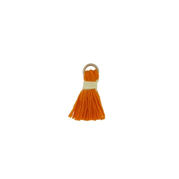 TEXTILE BEADS - TASSEL COTTON - 1.5cm ORANGE (DARK) 263 - PACKAGE 100pcs.