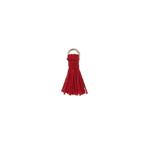 TEXTILE BEADS - TASSEL COTTON - 1.5cm RED (LIGHT) 247 - PACKAGE 100pcs.